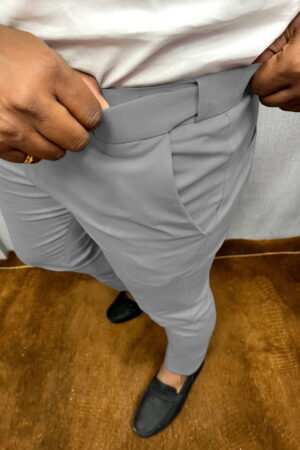 Waist Adjustable Formal Pant's Men's || Light Ash