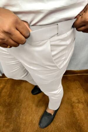 Waist Adjustable Formal Pant's Men's || Off White